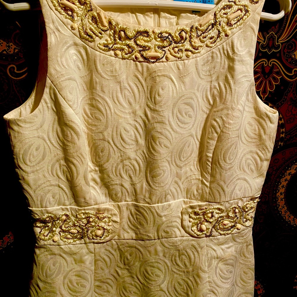 Alberto Makali White & Gold Dress ~ Perfect for Church or Weddings! Classy! - Picture 7 of 7